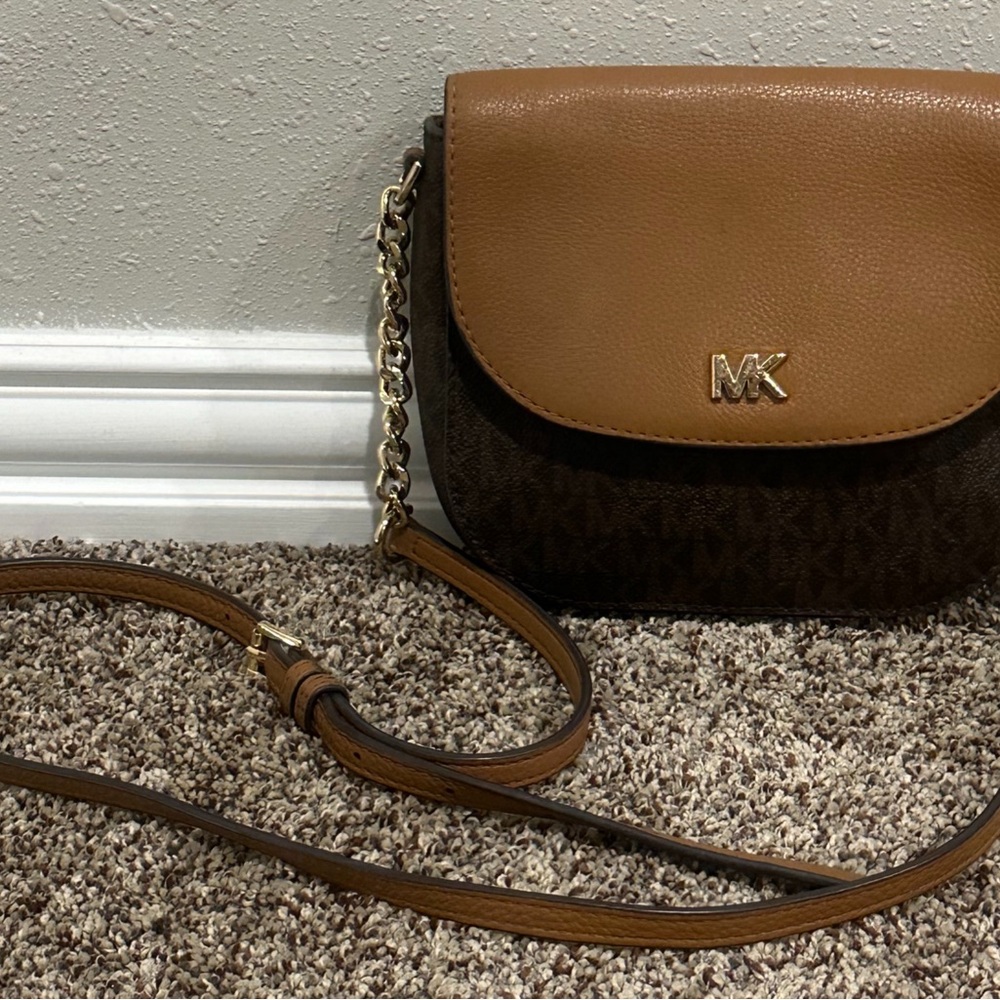 Michael Kors Brown and Tan Crossbody Bag